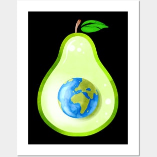 Pear Or Avocado With World as Seed - Go Vegan Posters and Art